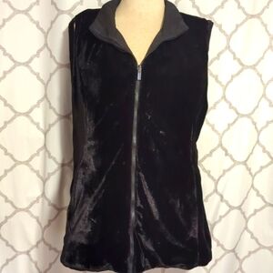 Reversible Velour/Nylon Puffer Vest Black XXL